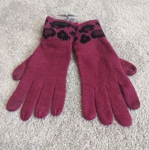 COACH Angora Wool Cranberry Pink Gloves NWT